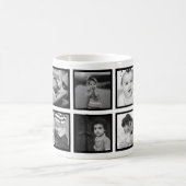 Mug Collage photo personnalisé Élégant Noir moderne Bl (Centre)