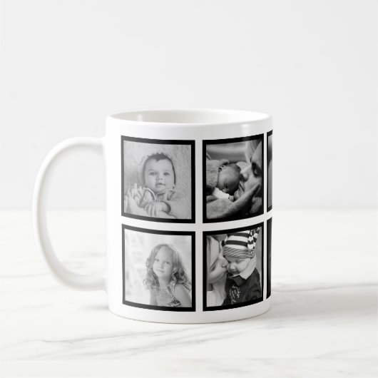 Mug Collage photo personnalisé Élégant Noir moderne Bl (Gauche)
