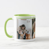 Mug Collage photo personnalisé vert simple (Gauche)