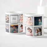 Mug Collage photo pour bébé de famille personnalisée A<br><div class="desc">Créez votre propre tasse de collage photo personnalisée avec vos images personnalisées. Ajoutez votre photo, votre design ou votre oeuvre préférée pour créer quelque chose de vraiment unique. Vous pouvez ajouter plus d'une touche personnelle avec votre nom et initiale sur un bel arrière - plan faux argent. Pour modifier ce...</div>