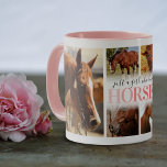 Mug Collage photo pour fille de cheval<br><div class="desc">Mug équestre personnalisé avec un 6 photo collage modèle de votre cheval de compagnie,  et le dicton "juste une fille qui aime les chevaux".</div>