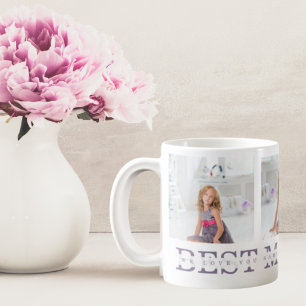 Mug Collage Photo Purple Best Mom Ever Cadeau