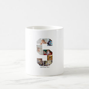Mug Collage photo S en lettres noires et blanches