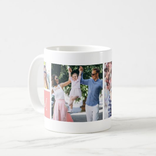 Mug Collage photo simple cool et monogramme (Devant gauche)