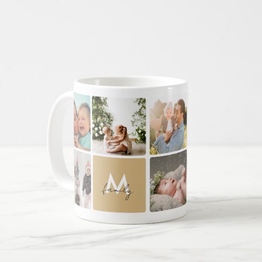 Mug Collage photo simple Famille moderne personnalisab (Devant gauche)
