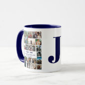 Mug Collage photo simple | Garde de monogrammes de fam (Devant gauche)