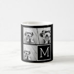 Mug Collage photo tendance noir et blanc avec Monogram<br><div class="desc">Utilisez 3 photos carrés pour créer un cadeau unique et personnel. Ou vous pouvez garder le chiot hipster et faire un gardien branché. Si vous avez besoin d'ajuster les images,  cliquez sur l'outil personnaliser pour apporter des modifications.</div>