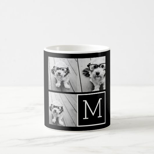 Mug Collage photo tendance noir et blanc avec Monogram (Centre)