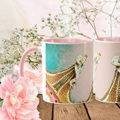 Mug Collage rose vintage Avec Bords Rouillés