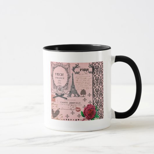 Mug Collage rose vintage de Paris (Droite)