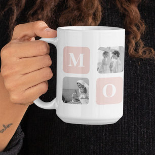 Mug Collage tendance Photo & Pastel rose Meilleur cade