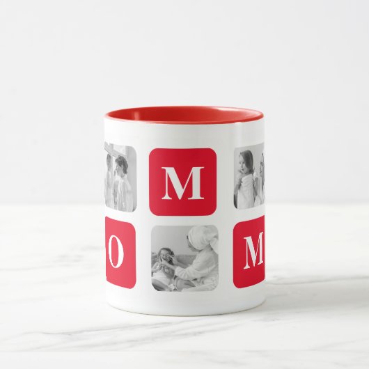 Mug Collage tendance Photo & Red Best Mommy Cadeau (Centre)