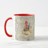 Mug Collage vintage - coqs et fleurs (Gauche)