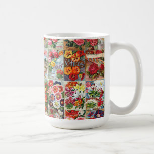 Mug Collage vintage de jardin de paquets de graine de