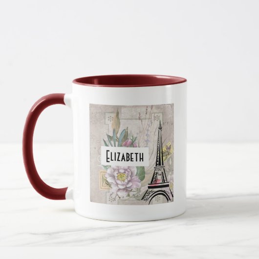 Mug Collage vintage et tour Eiffel (Gauche)