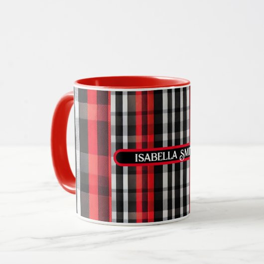Mug Collection Abstraite Red Black Plaid (Devant gauche)