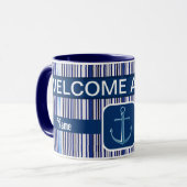 Mug Collection branchée Summer Navy Blue Boat Stripes (Devant gauche)