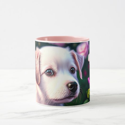 Mug Collection Chien Blanc Et Rose (Centre)