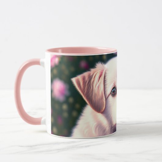 Mug Collection Chien Blanc Et Rose (Gauche)