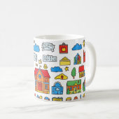 Mug collection colorée de maisons, bâtiments, arbres (Devant droit)