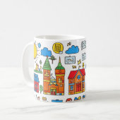 Mug collection colorée de maisons, bâtiments, arbres (Devant gauche)