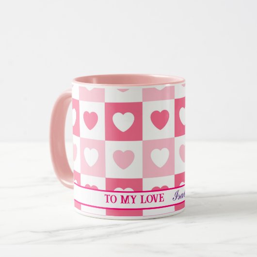 Mug Collection d'amour du coeur rose moderne (Devant gauche)