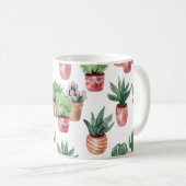 Mug Collection de cactus dans des pots, aquarelle. (Devant droit)