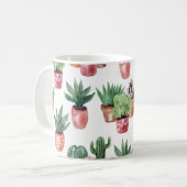 Mug Collection de cactus dans des pots, aquarelle. (Devant gauche)