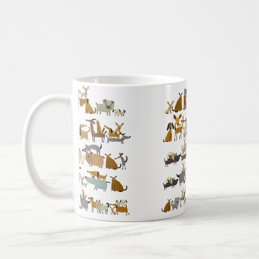 Mug Collection de chiens mignons, croquis illustration (Gauche)
