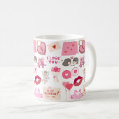 Mug Collection de doodles d'amour mignons rose pour la (Devant droit)