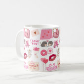 Mug Collection de doodles d'amour mignons rose pour la (Devant gauche)