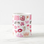 Mug Collection de doodles d'amour mignons rose pour la (Centre)