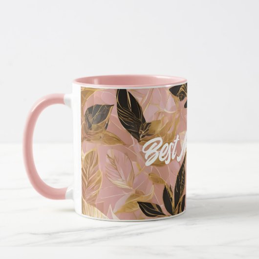 Mug Collection de Feuilles Boho Populaire en or rose (Gauche)