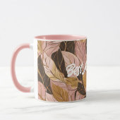 Mug Collection de Feuilles de Boho Rouge Rose Populair (Gauche)