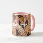 Mug Collection de Feuilles de Boho Rouge Rose Populair (Devant droit)
