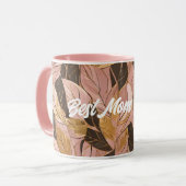 Mug Collection de Feuilles de Boho Rouge Rose Populair (Devant gauche)