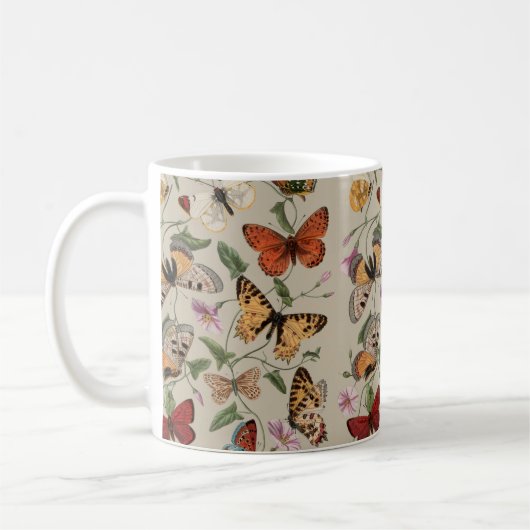 Mug Collection de la papillon Moth Nature Dessin (Gauche)