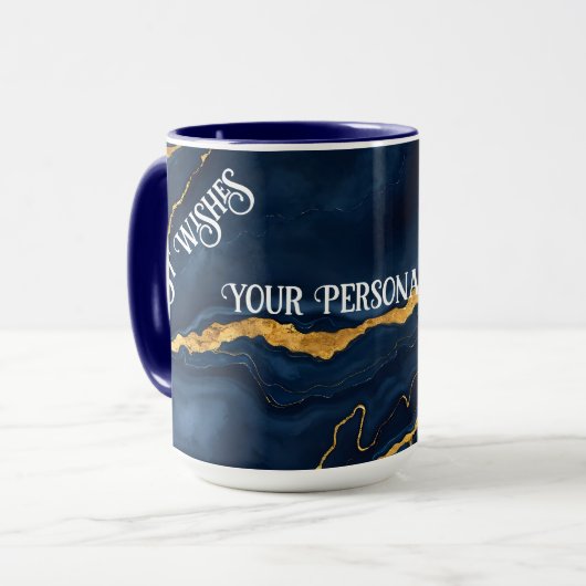 Mug Collection de marbre bleu bleu marine (Devant gauche)