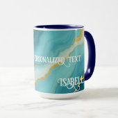 Mug Collection de marbre bleu turquoise moderne (Devant droit)