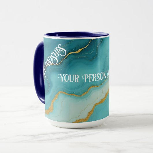 Mug Collection de marbre bleu turquoise moderne (Devant gauche)