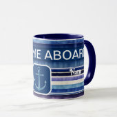 Mug Collection de rayures de bateaux bleus de la Marin (Devant droit)