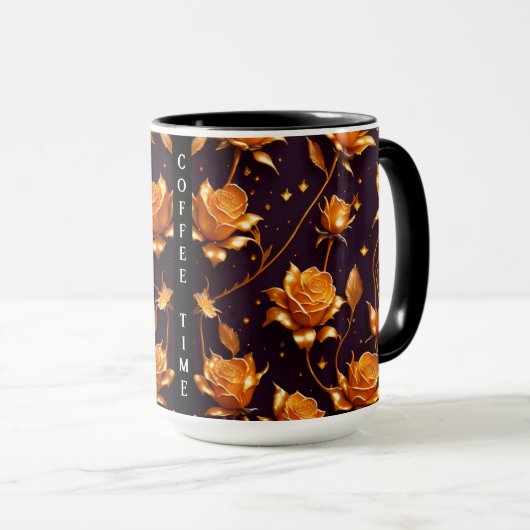 Mug Collection de Roses de luxe Gold Boho tendance (Devant droit)
