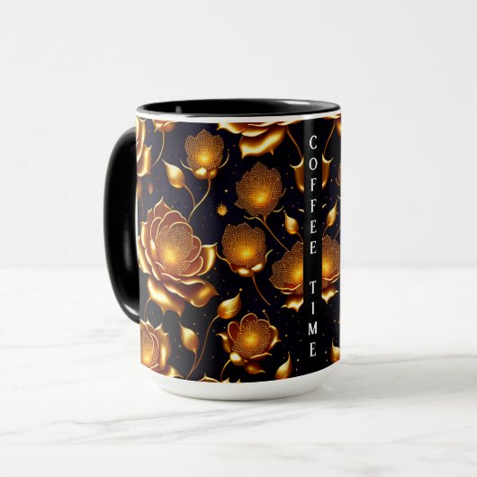 Mug Collection de Roses de luxe moderne Big Gold (Devant gauche)