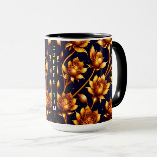 Mug Collection de Roses d'or de luxe moderne (Devant droit)