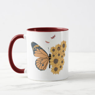 Mug Collection de tournesol moderne Papillon et libell