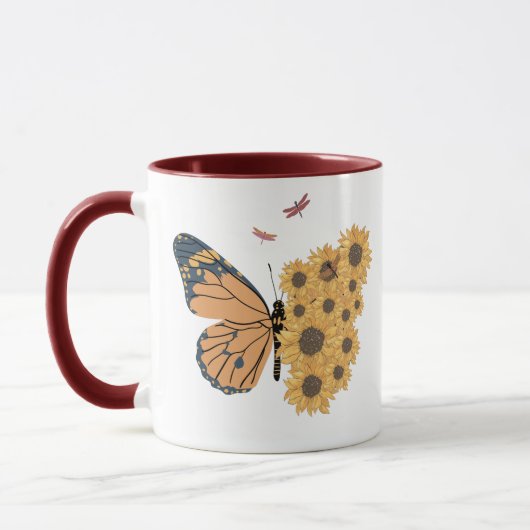 Mug Collection de tournesol moderne Papillon et libell (Gauche)