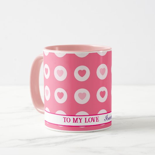 Mug Collection moderne d'amour du coeur rose (Devant gauche)