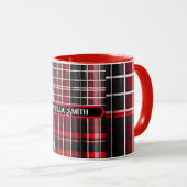 Mug Collection populaire Abstraite rouge noir plaid (Devant droit)