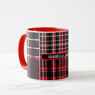 Mug Collection populaire Abstraite rouge noir plaid