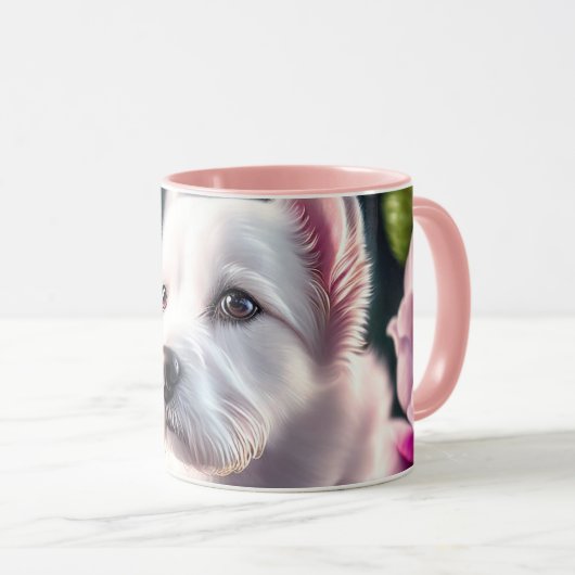 Mug Collection rose Et Mignonne Chien (Devant droit)